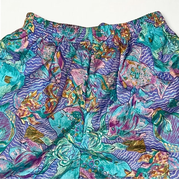 Vintage 1990s Colorful Geometric Fish Print 100% Nylon Swim Trunks Size Large - Picture 3 of 14
